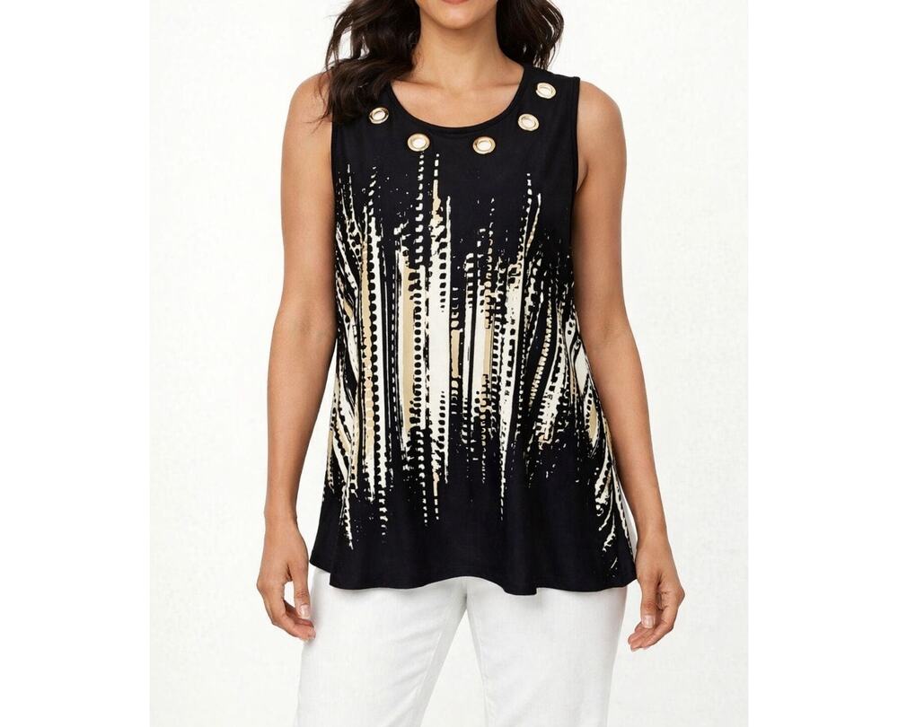 EUC New Directions Size PXL Top Blouse Sleeveless Stretch Casual Career Black